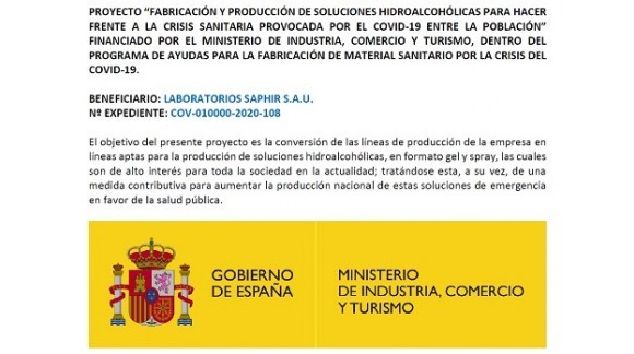 Grupo Saphir Parfums,  reconstruyendo su capacidad Productiva para colaborar en la lucha contra el Covid-19